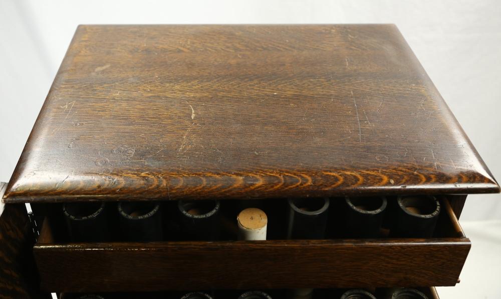 Oak Five Drawer Cylinder Record Cabinet