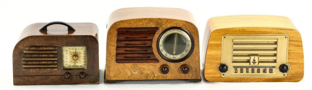 Firestone, Emerson (2) Wood Radios