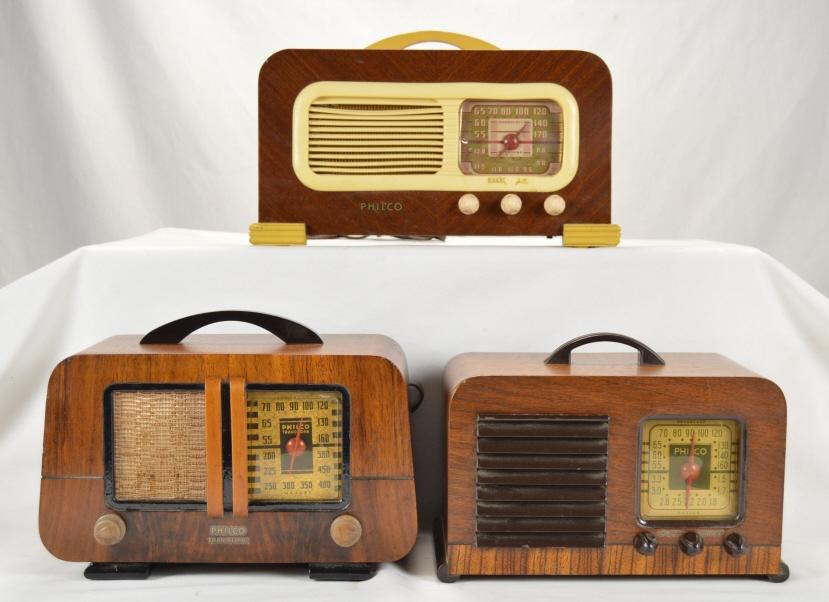 Lot of 3 Philco Wood Radios