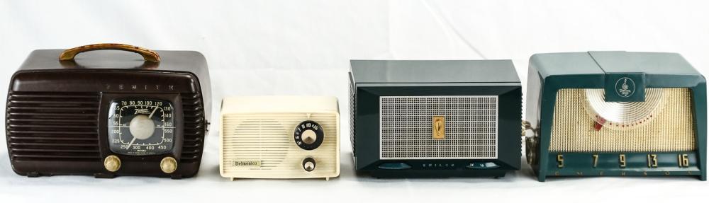 Delmonico, Philco, Emerson, & Zenith Radios
