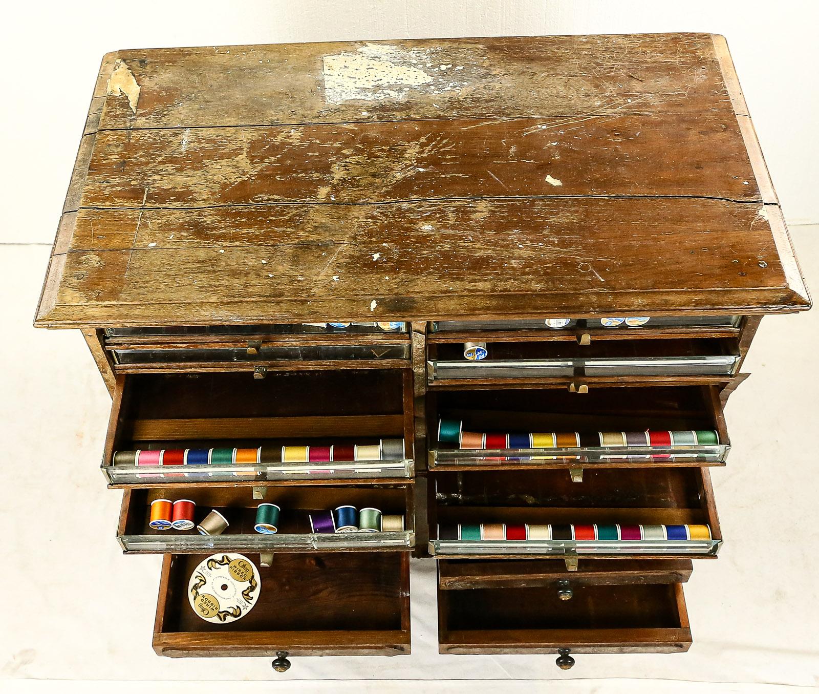 Vintage Wood Spool Cabinet