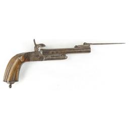 Spanish Pin Fired Double Barrel Pistol w/ Bayonet