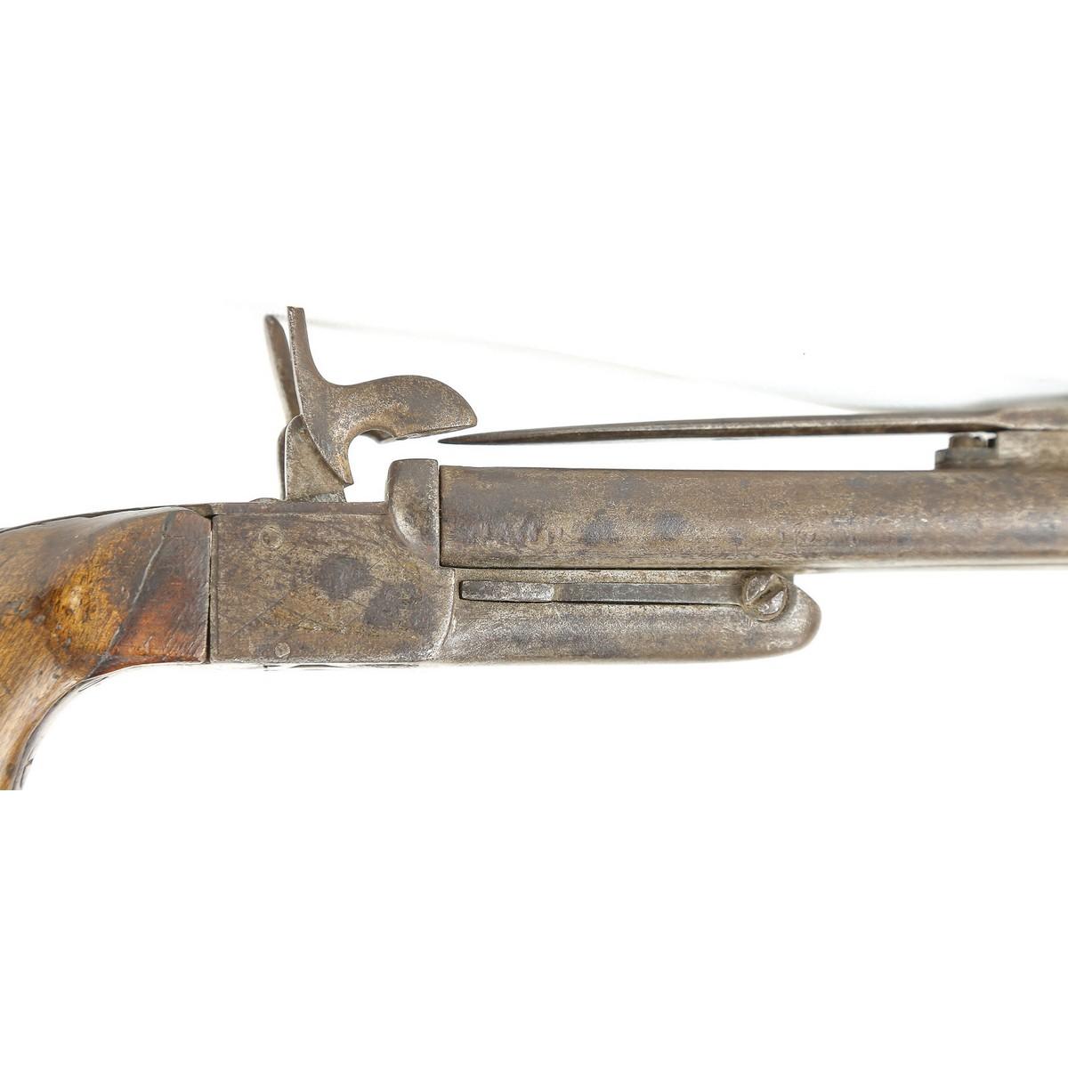 Spanish Pin Fired Double Barrel Pistol w/ Bayonet