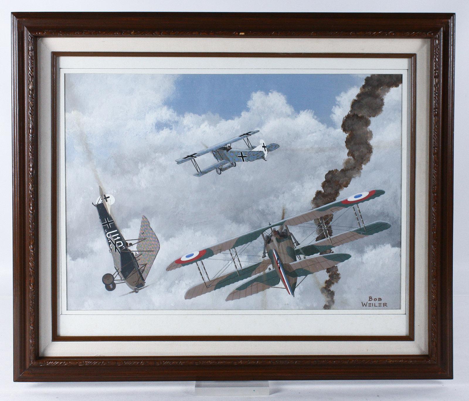 Bob Weiler "Spad 13 vs Fokker D7s" Painting