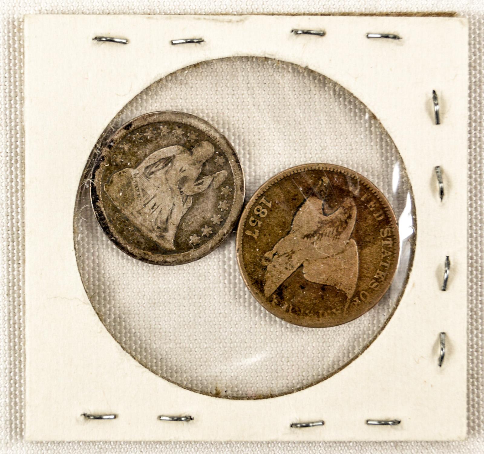 1841 Seated Liberty Dime & 1857 Flying Eagle Cent