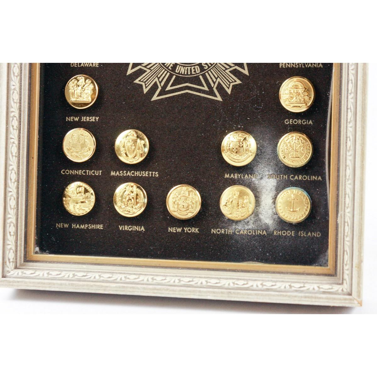 The Thirteen Original Colonies Framed Buttons