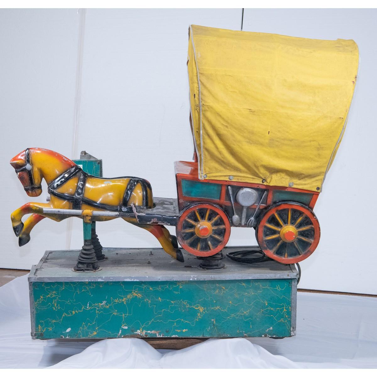 Vintage Coin-Op Covered Wagon Kiddie Ride