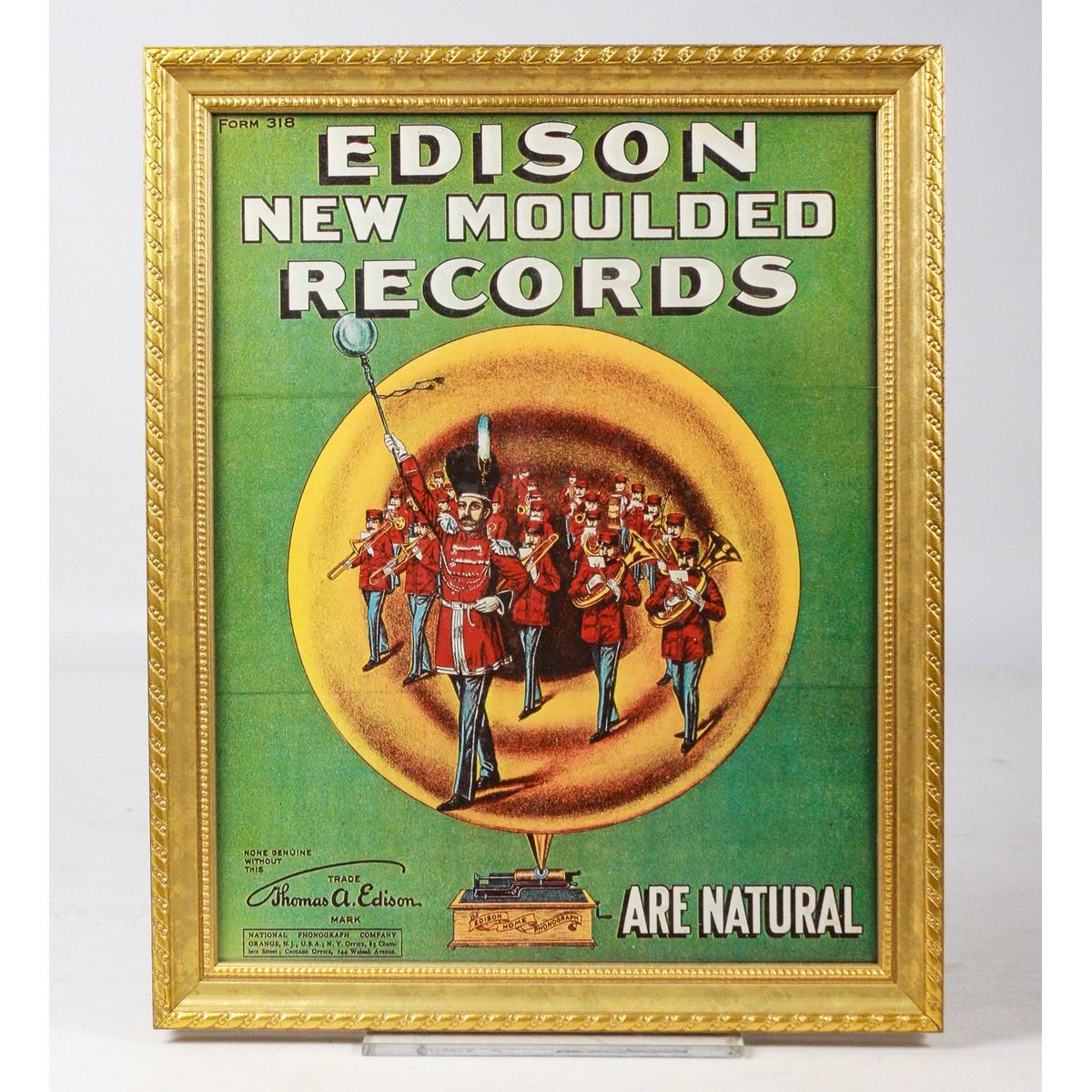 4 Framed Edison Phonograph Advertisement Prints