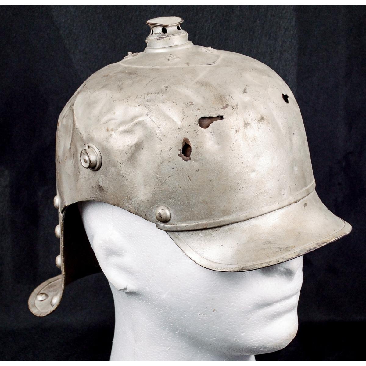 WWI German M15 Metal Pickelhaube w Battle Damage