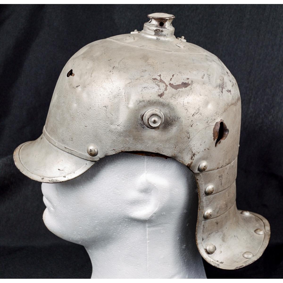 WWI German M15 Metal Pickelhaube w Battle Damage