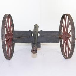 Handmade Civil War 1" Cannon On Steel Wheels