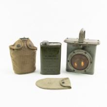WWII US Army Navy Lot-Lantern, Canteen, Oil Can