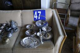 Candy And Serving Dishes Silver-Plated, Glassware, Frame, Bowl With Bow