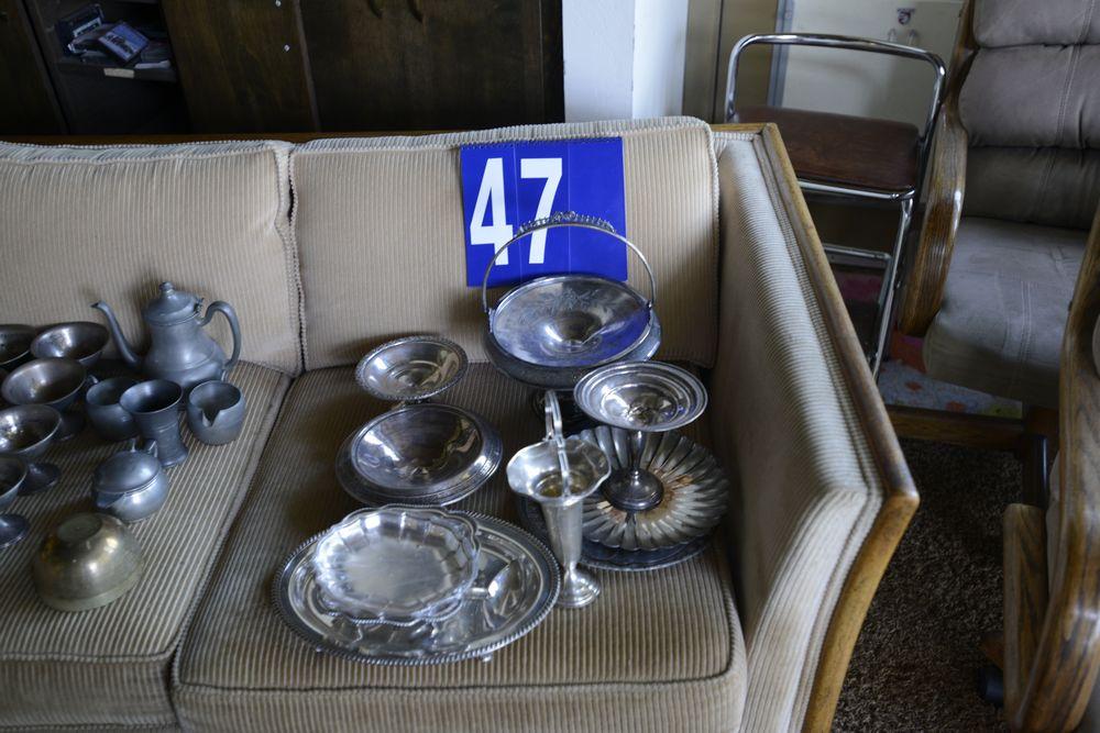 Candy And Serving Dishes Silver-Plated, Glassware, Frame, Bowl With Bow