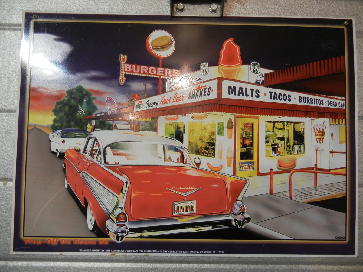 Rte 66 Burgers Tin Sign