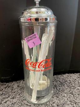 Vintage Coca Cola Glass Straw Holder