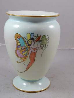 c. 1910 German Porcelain Multi Color Hand Painted Fairy Vase