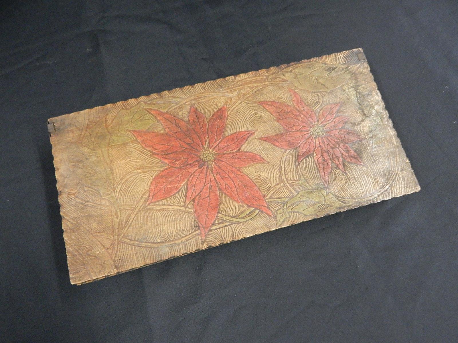 Lot of 3 Wooden Carved Scarf or Hankie Boxes