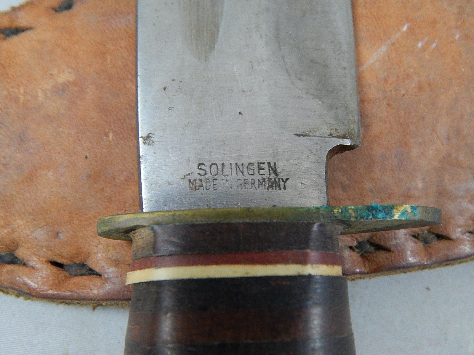 Vintage Solingen Germany Fixed Blade Fighting Knife with Sheath