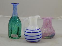 Lot of 3 Miniature Kosta Boda Glass Pitcher & Vases
