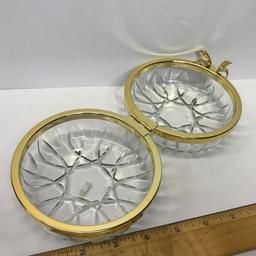 Round Glass Jewelry Box with Gold Bow