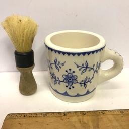 Vintage Stoneware Shaving Mug by Viking with Shaving Brush