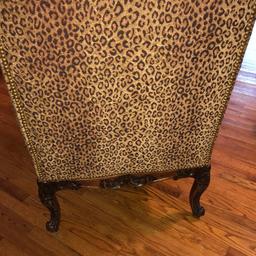 Nice Tall Wingback Chair w/Hand Carved Legs and Cheetah Print