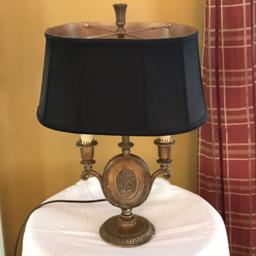 Brass Double Candlestick Lamp w/Ship Design