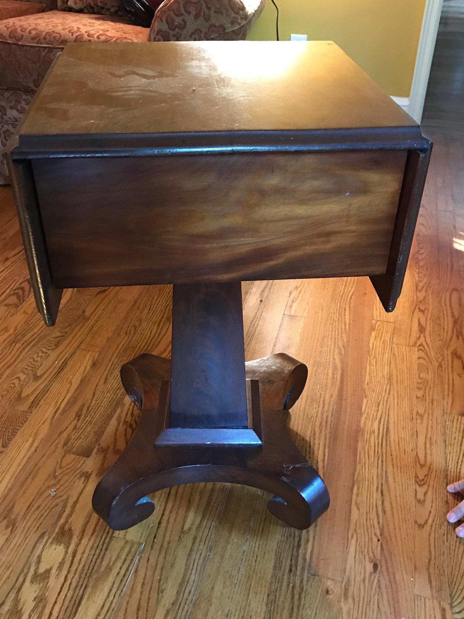 Empire Drop Leaf Side Table w/2 Dove Tailed Drawers on Casters