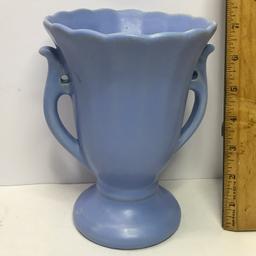 Vintage Periwinkle Double Handled Vase