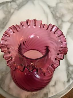 Vintage Ruffled Edge Cranberry Fenton Vase