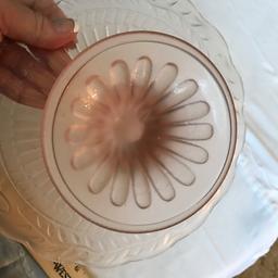 Pretty Pink Depression Glass Pedestal Cake/Dessert Plate