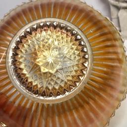 Vintage Marigold Carnival Glass Bowl with Scalloped Edge