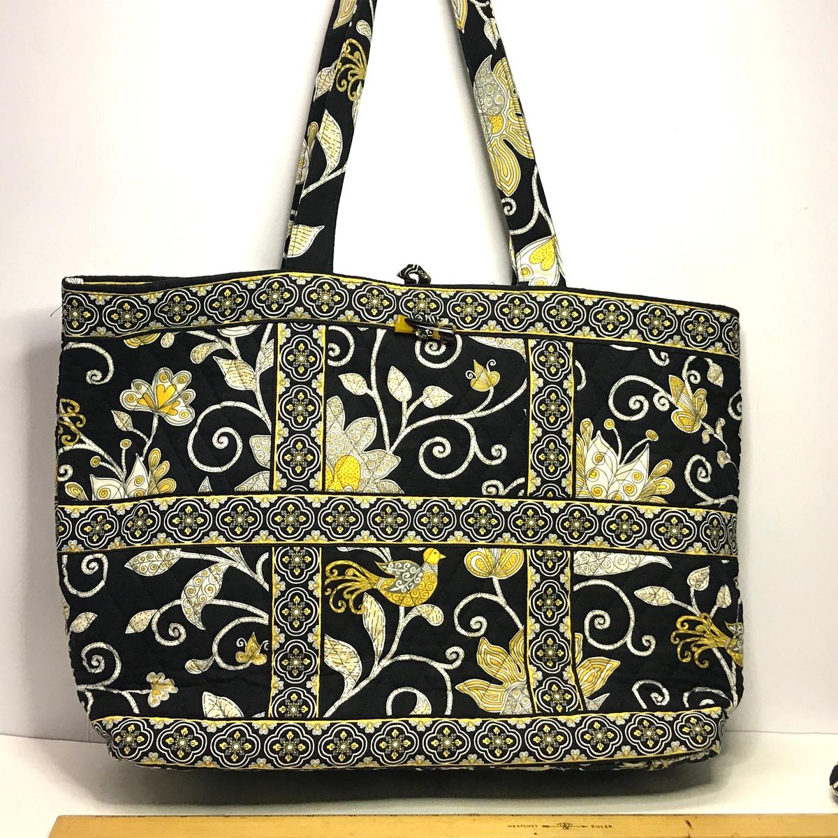 Pretty Quilted Vera Bradley Tote Bag in Black & Yellow