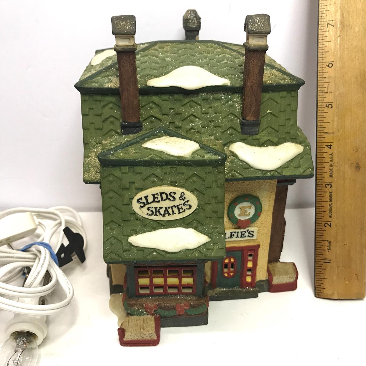 Department 56 North Pole Series "Elfie's Sleds & Skates" Lighted Village House