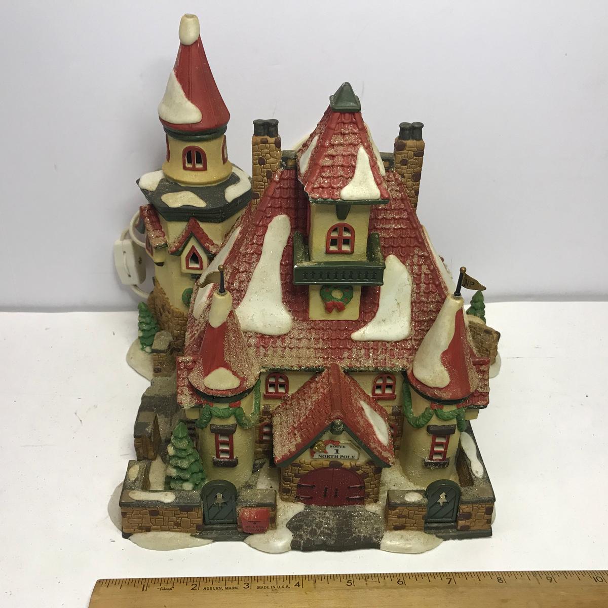 Department 56 North Pole Series "Route 1 North Pole Home of Mr. & Mrs. Claus" Lighted Village House