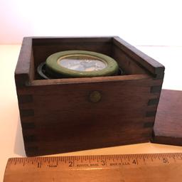 Vintage Compass in Wooden Dove Tailed Box