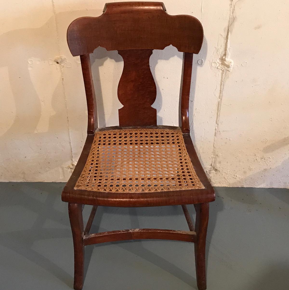 Vintage Birds Eye Maple Cane Bottom Chair