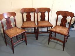 Set of 4 Birds Eye Maple Cane Bottom Chairs