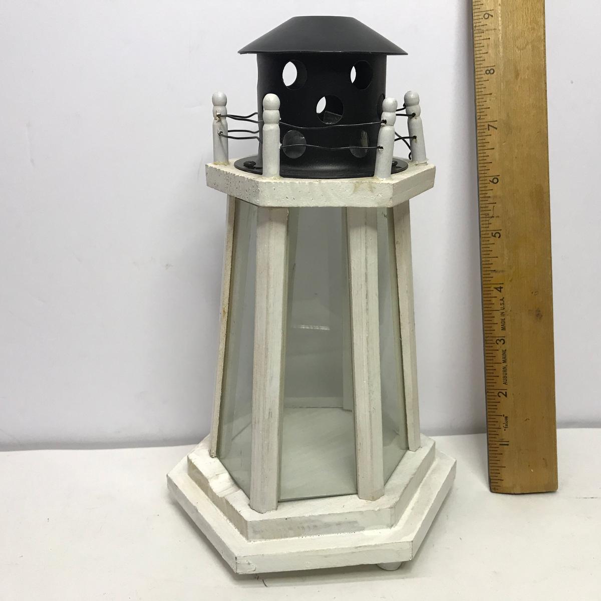 Wooden Lighthouse Candle Holder