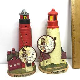 Pair of Ceramic Lighthouses - Ponce de leon FL & Cape May, NJ