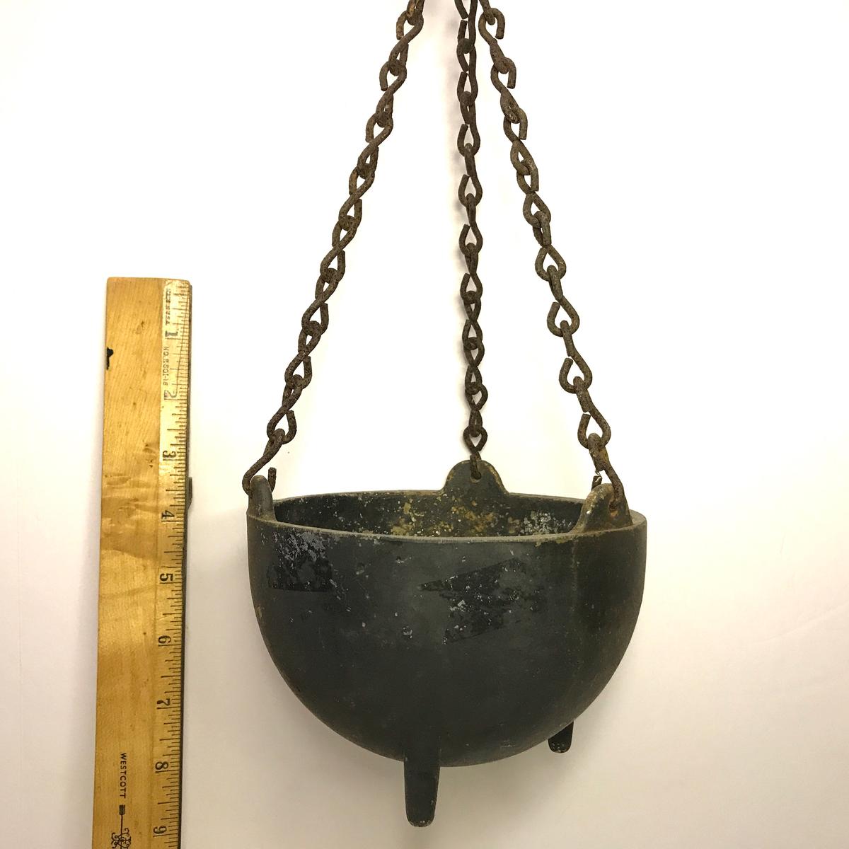 Vintage Aluminum Footed Hanging Cauldron