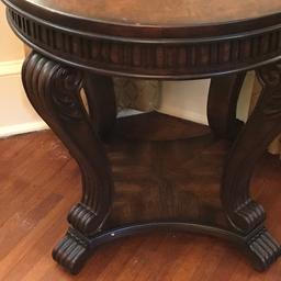 Wooden Side Table w/Heavy Carved Legs