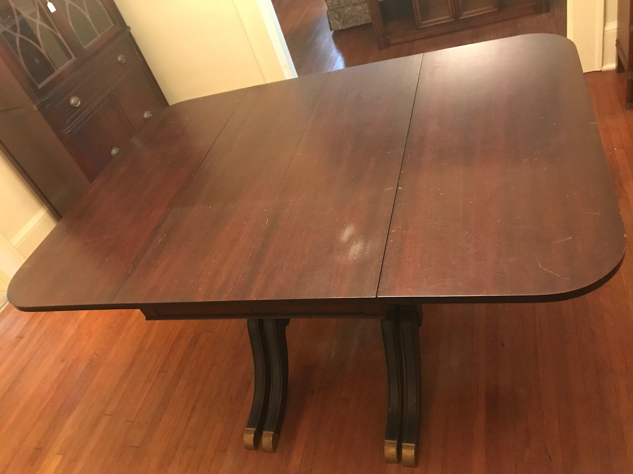 AWESOME Banquet Style Drop Leaf Mahogany Federal Style Duncan Phyfe Dining Table w/5 Leafs