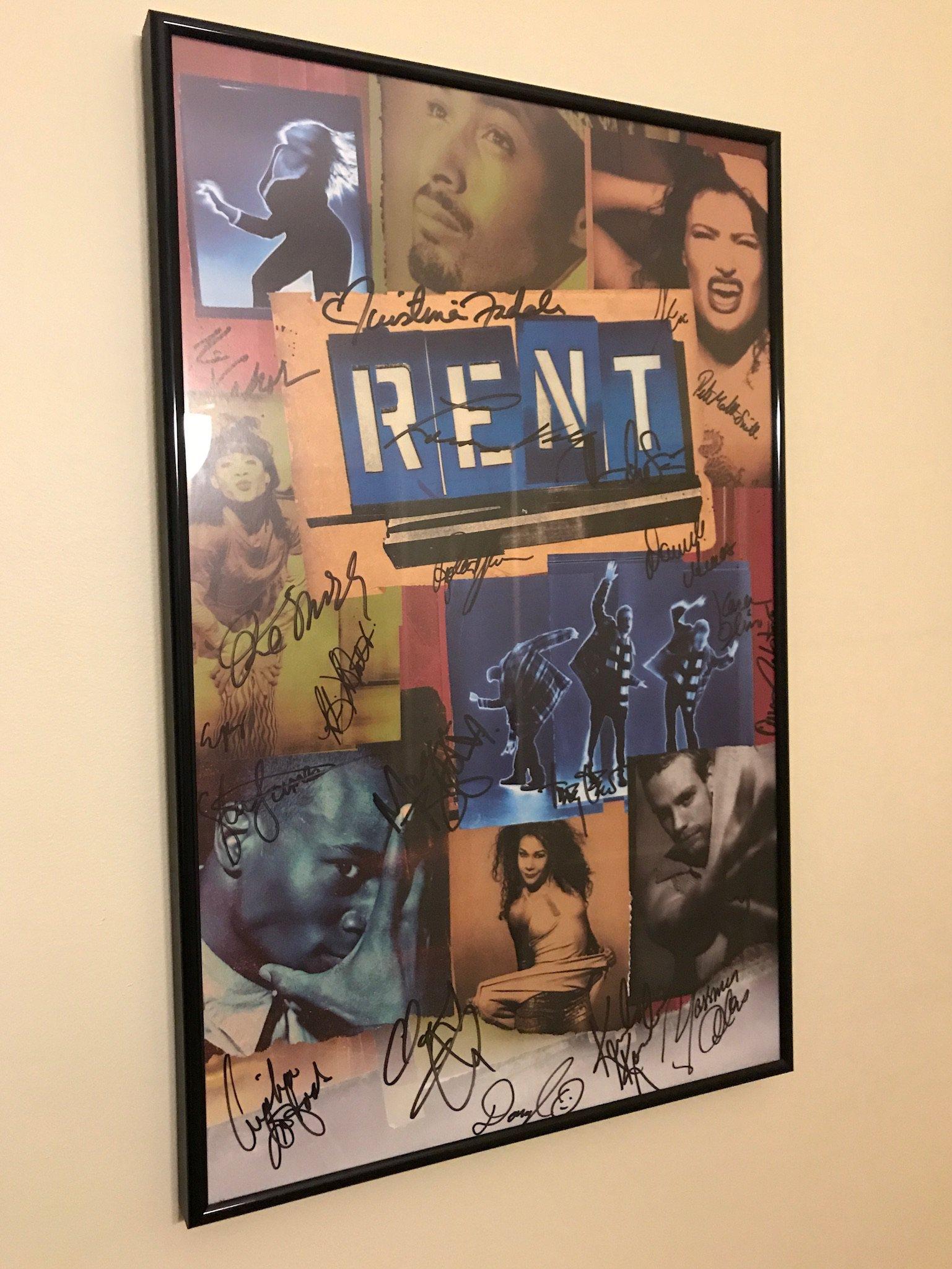 RARE Autographed "Rent" Poster Autographed by Cast w/Program