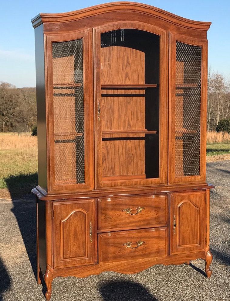 Vintage China Cabinet with Mesh Front by Lenoir House - A Division of Broyhill