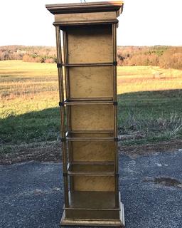 Tall Lighted Wooden Display Shelf w/4 Glass Shelves