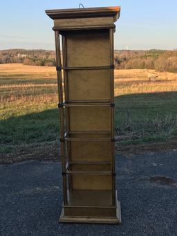 Tall Lighted Wooden Display Shelf w/4 Glass Shelves