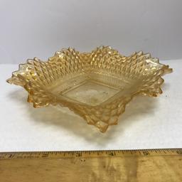 Vintage Amber Glass Dish w/Ruffled Edge Dish