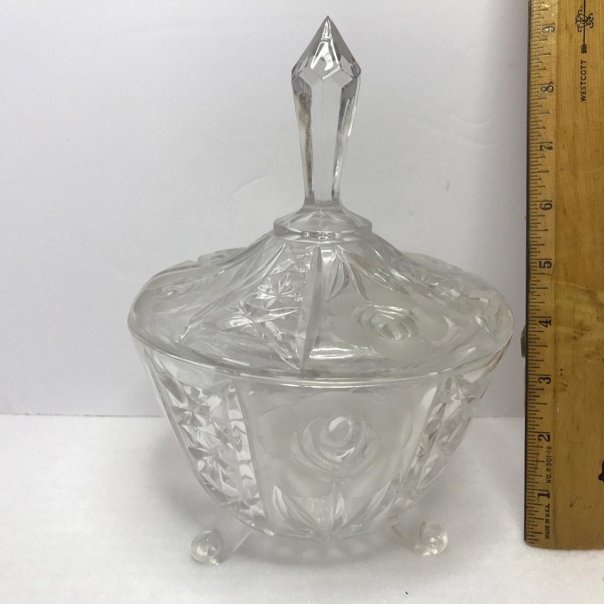 Italian Crystal Lidded & Footed Dish by Leonard Creation